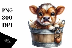 Cute Baby Highland Cow Smiling Can | Clipart Product Image 1