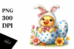 Easter Duckling Rose Flower, Clipart |T-shirt, Mug PNG Product Image 1