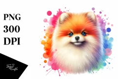 Colorful Cute Watercolor Pomeranian Product Image 1