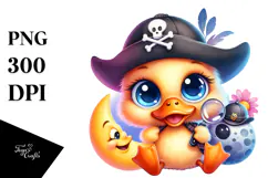 Baby Duck with Pirate Hat PNG Product Image 1