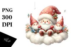 Vintage Cute Santa with Gnomes PNG Product Image 1