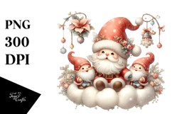 Vintage Santa with Gnomes PNG Product Image 1