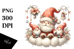 Vintage Santa with Gnomes PNG Product Image 1