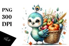 Quirky Baby Peacock Carrying Vegetables Product Image 1