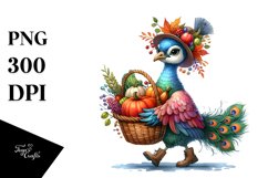 Colorful Peacock with Basket | Sublimation | Clipart Product Image 3