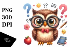 Funny Owl Sitting with Big Eyes | Clipart Product Image 3