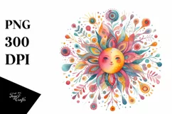 Abstract Colorful Sun Watercolor Clipart Product Image 3