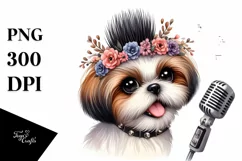 Funny Saint Bernard Punk Singer | Watercolor Clipart Product Image 1