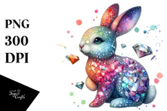 Colorful Diamond Bunny, Transparent PNG Product Image 1