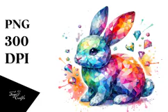 Colorful Bunny Made of Diamonds PNG Product Image 1