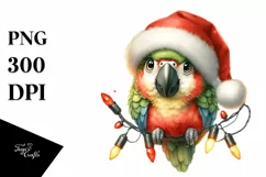 Cute Baby Macaw with Santa Hat, PNG Product Image 1