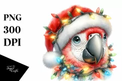 Cute Baby Macaw with Santa Hat, High-Resolution PNG Product Image 1