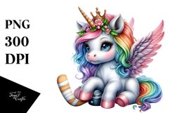Colorful Baby Unicorn with Puck, PNG Product Image 3
