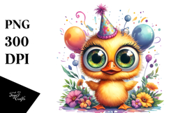 Digital Watercolor Adorned Baby Rhino, PNG Product Image 1