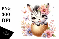 Watercolor Colorful Easter Zebra Clipart |T-shirt, Mug Product Image 1