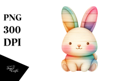 Colorful Vibrant Bunny Made of Wood PNG Product Image 1