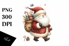 santa Watercolor Whimsical PNG Product Image 1