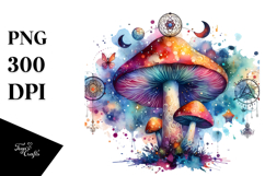 Watercolor Magical Celestial Mushroom PNG Product Image 1