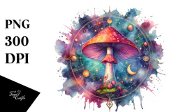 Watercolor Magical Celestial Mushroom PNG Product Image 1