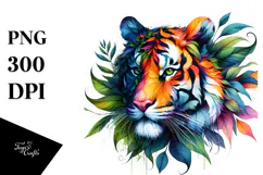 Vibrant Tiger Leaves, Abstract PNG Product Image 1