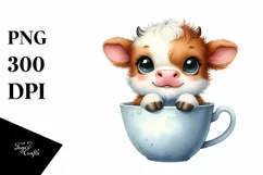 Cute Baby Highland Cow Smiling Cup | Clipart Product Image 3