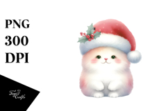 Watercolor Cat with Santa Hat, Transparent PNG Product Image 1
