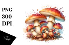 Detailed Pastel Glossy Mushroom,Watercolor Splash PNG Product Image 3