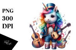 Colorful Baby Unicorn in Musician&#039;s Attire, PNG Product Image 3