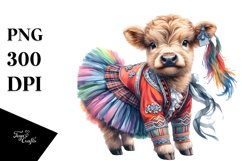 Colorful Baby Highland Cow in Varsovienne Dancer&#039;s Attire, Product Image 3