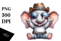 Cute Baby Elephant with Rocker Look, PNG Product Image 1