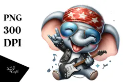 Cute Baby Elephant with Rocker Look PNG Product Image 1