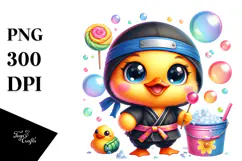 Baby Duck with Ninja Outfit PNG Product Image 1