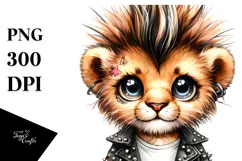 Cute Energetic Baby Lion, High-Res PNG Product Image 1