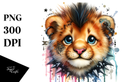 Cute Energetic Baby Lion, High-Res PNG Product Image 1