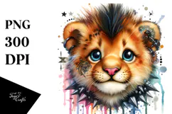 Cute Energetic Baby Lion, High-Res PNG Product Image 1