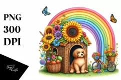 Watercolor Dog House with Fruit and Sunflower Product Image 3