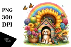 Watercolor Dog House with Fruit and Sunflower Product Image 3