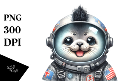 Punk Baby Seal with Astronaut Helmet PNG Product Image 1