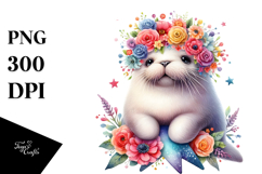 Cartoon-style Watercolor Walrus, Transparent PNG Product Image 1