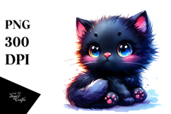 Cute Baby Black Cat PNG Product Image 1