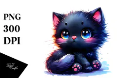 Cute Baby Black Cat PNG Product Image 1