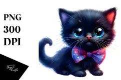 Cute Baby Black Cat, Transparent PNG Product Image 1