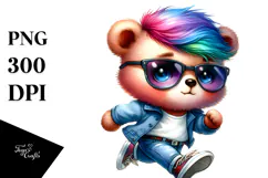 Cute Baby Bear Dancing, Vibrant Drawing PNG Product Image 1