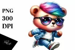 Cute Baby Bear Dancing, Vibrant Drawing PNG Product Image 1