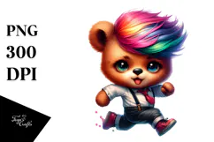 Cute Baby Bear Dancing, Vibrant Drawing PNG Product Image 1