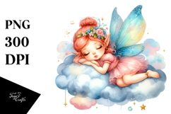 Cute Fairy Napping on a Cloud | Clipart Product Image 1