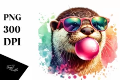 Quirky Otter Art Gum | Sublimation | Clipart Product Image 1