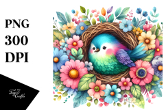 Colorful Bird, Flowers PNG Product Image 1