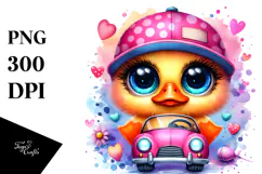 Vibrant Watercolor Crazy Eyes Cute Baby Bee with Baby Car, Product Image 1