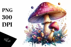 Glossy Magical Mushroom,Watercolor Splash PNG Product Image 3